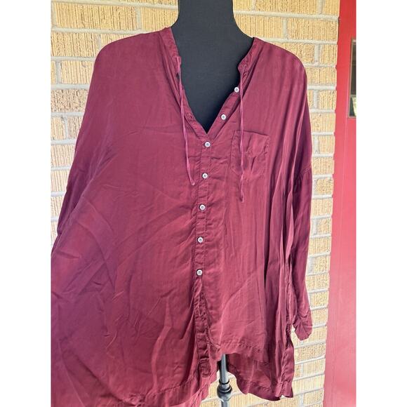 Johnny Was Pete & Greta Long Sleeve Capras Blouse Shirt Tunic Sz Small Burgundy - Picture 6 of 12